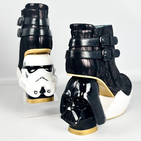 Irregular Choice Star Wars Darth Vader Stormtrooper Heel Boots Size 38 Rare - Picture 1 of 6